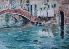 Lenzuola al sole, Olio su tela, 50 x 40 cm
