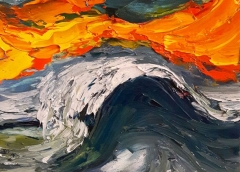 Tsumani - Olio su tela, 20x20 cm - 2018