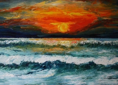Ultimi bagliori, Olio su tela, 40 x 80 cm