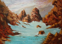 Ghiacciaio al tramonto, Olio su tela, 70 x 50 cm