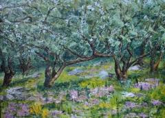 Sotto gli ulivi, Olio su tela, 50 x 40 cm