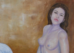 Fra le lenzuola, Olio su tela, 50 x 70 cm