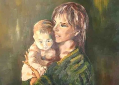 Maternità in penombra, Olio su tela, 60 x 50 cm